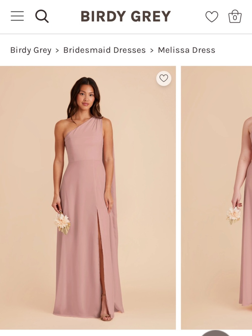 Birdy Grey Chiffon One-Shoulder Melissa Bridesmaid Dress in English Rose